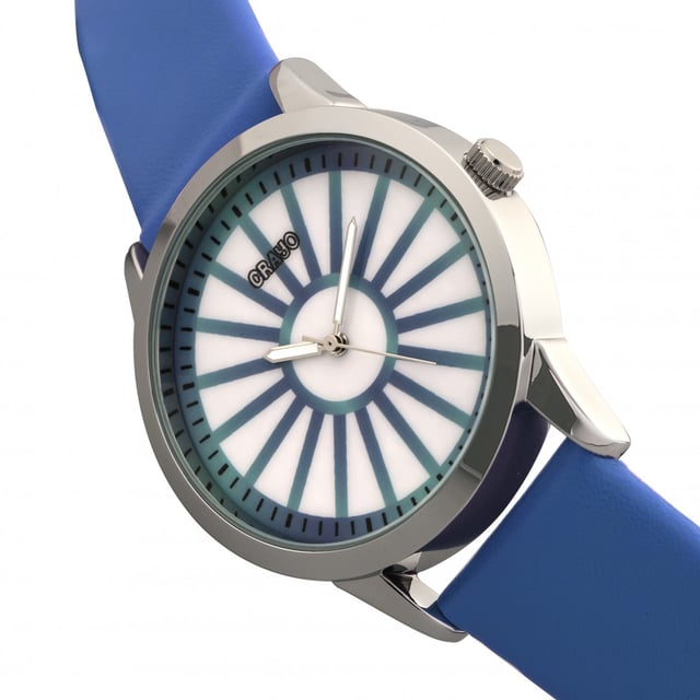 Polished Alloy Case; Japanese Quartz Movement; Non-Glare Scratch-Resistant Mineral Crystal; Logo-Engraved Stainless Steel Caseback; Leatherette Strap; Logo-Engraved Stainless Steel Clasp; 41mm Case Diameter; 3ATM Water Resistance;