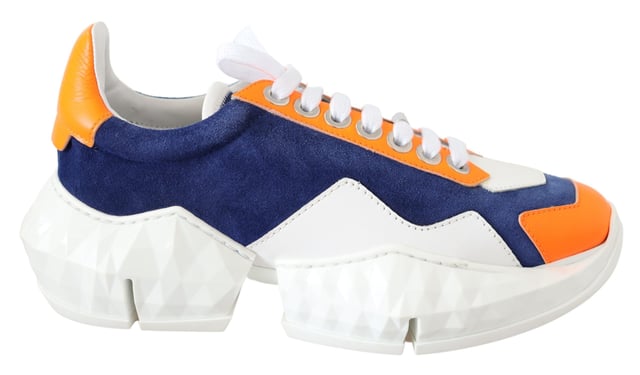 Jimmy Choo Women's Diamond Blue Orange Leather Sneaker Gorgeous brand new with tags dustbag and shoe box
100% Authentic Jimmy Choo Sneakers
Model: Blue/Orange Diamond/F cobalt neon Orange Sneakers
Color: Electric Blue/Orange
Material: Stretch Mesh/Leather Mix
Ideal for fashion-forward women
Vibrant color combination of electric blue and orange
Made from Quality stretch mesh and leather mix material
Stylish and comfortable to wear
Upgrade your sneaker game with these eye-catching Jimmy Choo sneakers
Material: Leather