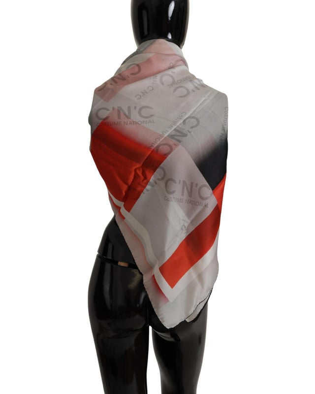 Brand: C&#8217;N&#8217;C COSTUME NATIONAL
  Material: 100% Silk
  Gender: Women
  Color: Gray red checkered print
  Logo details
  Made in Italy
  Size: 135cm x 135cm