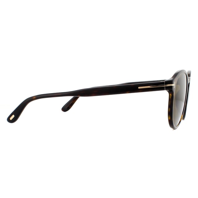Tom Ford Sunglasses Dante FT0834 52J Dark Havana Roviex Brown are a cool retro style with the rounded shape and keyhole bridge design and lovely tapering temples. The iconic "T" metal icon wraps around the temple in typical Tom Ford style.