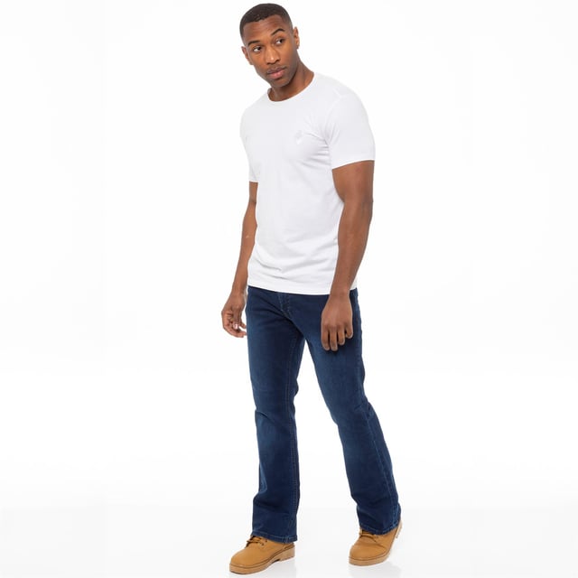 These EZ401 Enzo Bootcut Jeans feature 5 pockets including the coin pocket, branded buttons and rivets, and a zip fly fastening. These Wide Leg Flared Stretch Jeans are Macine Washable