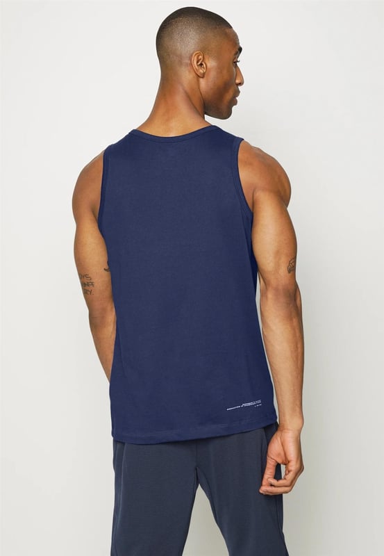Nike Dri FIT Mens Graphic Training Tank Vest in Navy