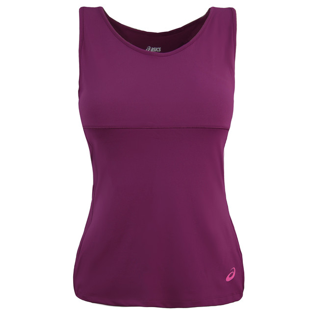 Asics Motion Dry Womens Purple Tank Top The RACERBACK top offers a sleek form-fitting design, made from lightweight French terry fabric that's equipped with quick-dry properties to keep you dry when running. The forwarded seams allow freedom of arm movement, while the reflective bars and ASICS logo boost visibility in low-light settings.