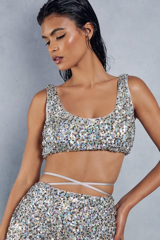 Glitter bralet and maxi skirt co-ord set clearance