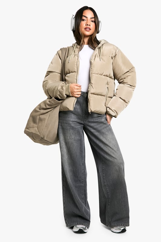 Glossy Hooded Short Puffer Jacket