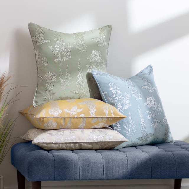 Stunningly detailed and intricately woven, the elegant Sophia cushion is adorned with a clean-lined botanical pattern, embroidered on soft jacquard fabric. Complete with piped edging, this reversible cushion is available in a range of evergreen tones which will add a fresh, sophisticated look to your home.