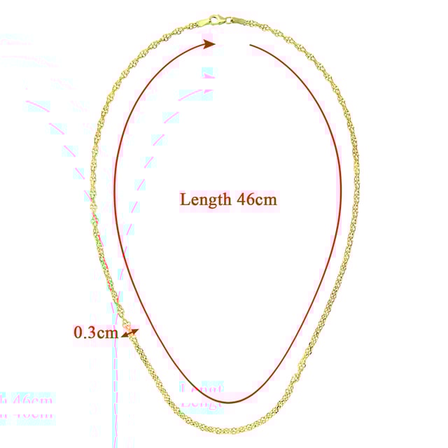 9K (375) Yellow Gold: 3.7gr; # Dimension: 46cm x 0.32cm
