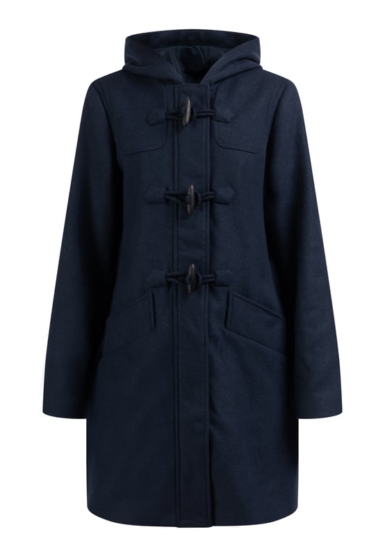 Geen vulling  De duffelcoat van DreiMaster Klassik is gemaakt van een zachte kwaliteit met een wolaandeel en heeft een klassieke, rechte snit. De karakteristieke houten kapittelsluitingen kenmerken de stijl, daaronder zit een robuuste ritssluiting. Twee grote zakken met drukknopen, een capuchon en een DreiMaster-logoborduursel op de bovenarm geven de tussenjas een tijdloze uitstraling.  Overgangsjas van wolmix