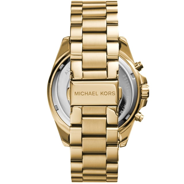 This Michael Kors Bradshaw Chronograph Watch for Women is the perfect timepiece to wear or to gift. It's Gold 44 mm Round case combined with the comfortable Gold Stainless steel watch band will ensure you enjoy this stunning timepiece without any compromise. Operated by a high quality Quartz movement and water resistant to 10 bars, your watch will keep ticking.
