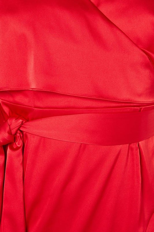 Red cape style wrap midi dress hot sale