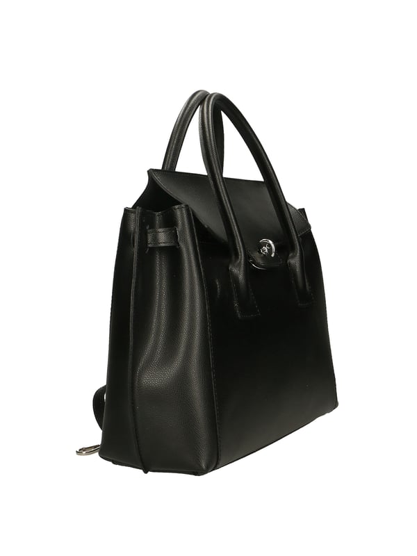 Bolso de mano de mujer en piel con cierre basculante con giratorio. Equipado con bandolera extraíble. Producto artesanal italiano. Hecho en Italia.