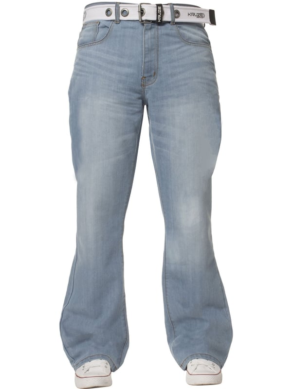Kruze Mens Bootcut Denim Jeans