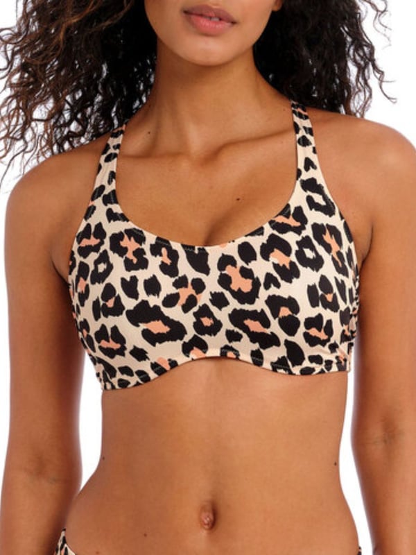 Freya Animal Instinct Underwired Bralette Bikini Top. Flattering gathers at side seam add shape, volume and capacity. This product is recommended as hand wash only.