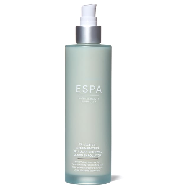 """ESPA’s Cellular Renewal Liquid Exfoliator is a powerful essence that sweeps away dead skin cells, impurities, and residual make-up.  
Welcome a fresh complexion as this formula addresses visible signs of aging in favour of youthful brightness, silky-soft radiance, and a glowing even tone. 
Enriched with our pure essential oil blends for holistic clarity, restore your natural luminosity with this formula powered by naturally potent chemical and physical exfoliants. 

•	95% agreed their skin felt instantly softer after the first application* 
•	99% agreed the exfoliator felt gentle to use, and was gentle enough to use daily after using for 4 weeks** 
•	97% agreed their skin was left feeling hydrated** 
•	97% agreed their skin texture was left feeling softer and smoother** 
•	91% agreed their complexion brighter and more illuminated** 
•	81% agreed fine lines were visibly reduced** 
•	
*Tested on 120 respondents, after the first application in a 4-week independent consumer trial 
**Tested on 120 respondents, after 4 weeks in a 4-week independent consumer trial 
 
Our Unique Tri-Active™ Formulation: 
Plant Actives, Marine Actives, and Aromatherapy 
Each product in our Tri-Active™ collection contains a blend of three key components – creating a synergistic mélange of potent naturals that bring you nourished skin and inner calm 
•	Plant Actives are carefully distilled to bring vibrant potency into our formulas  
•	Marine Actives provide maximum hydration, fortified by the sea’s rich nutrients  
•	Aromatherapy renews our senses for an elevated skincare experience 

Key Ingredients: 
•	Triple Exfoliating Complex - trio of natural acids and physical exfoliants 
o	Fruit AHAs  
	From Bilberry, Sugar Cane, Orange, Lemon, and Sugar Maple 
o	BHAs 
	From White Willow Bark 
o	PHA 
	From naturally produced Gluconolactane  
•	BioRetinol - to refine and smooth whilst softening skin  
•	Rainbow Algae – evens skin tone and brightens the complexion  
•	Marine Ferment – helps to improve the appearance of pores 
•	Lavender, Petitgrain, and Geranium – essential oil blend to soothe the senses 

Key Benefits: 
•	Progressively tackles multiple signs of ageing visibly improving texture, tone, luminosity, fine lines, and wrinkles 
•	Gentle resurfacing action 
•	Softens and smooths the skin's texture 
•	Sweeps away dull, dead skin cells and impurities 
•	Helps to even skin tone  
•	Leaves skin looking brighter 
•	Hydrates and replenishes skin 
•	Reduces appearance of pores 
•	Removes residual makeup and impurities """