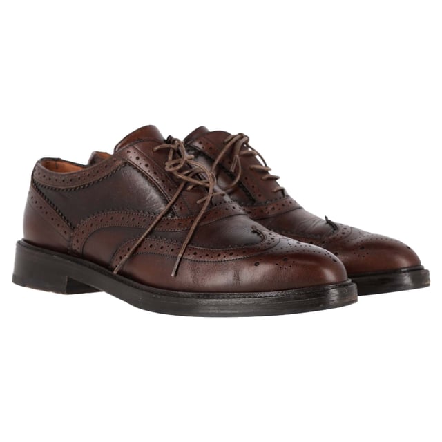 Burberry Wingtip Lace-Up Oxford Shoes in Brown Leather