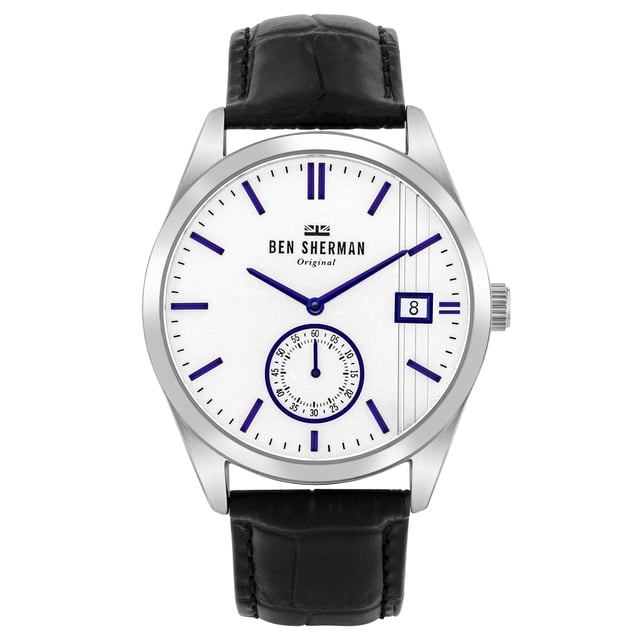 BEN SHERMAN WB039UB Uhr Mann Quarz• Material: Edelstahl• Glas: Mineral• Armband: Leder• Farbe: Grau• Wasserbeständigkeit: 0 m (0 ATM)• Gehäusegröße: 43 mm