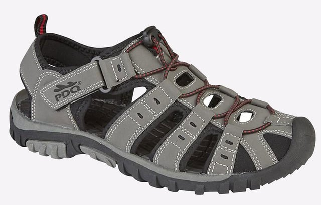 Make sure to take on the great outdoor with comfort and speed with these must have Aspen trail sandals from PDQ- Synthetic upper
- Touch fasten & Toggle closure
- Heel pull loop for easy slip on fit
- Cushioned footbed
- Durable rubber outsole
- PDQ branding