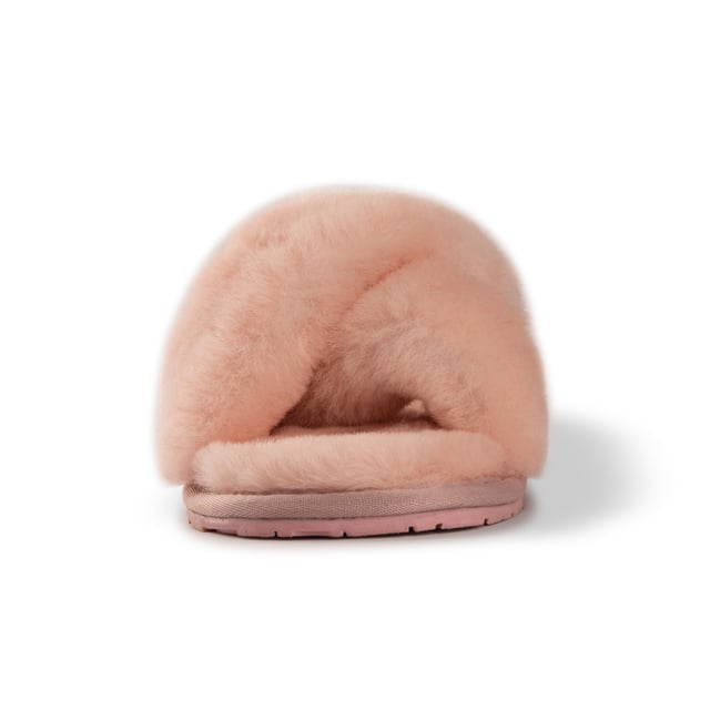 Soft premium genuine Australian Sheepskin wool upper 
 Easy to slide on footwear used in any weather 
 Full premium sheepskin insole 
 Cross over style strap giving a great fit 
 Soft Rubber outsole &ndash; highly durable and lightweight 
 Stylish, Fluffy and cosy all at the same time 
 100% brand new and high quality, comes in a branded box, suitable for gifting