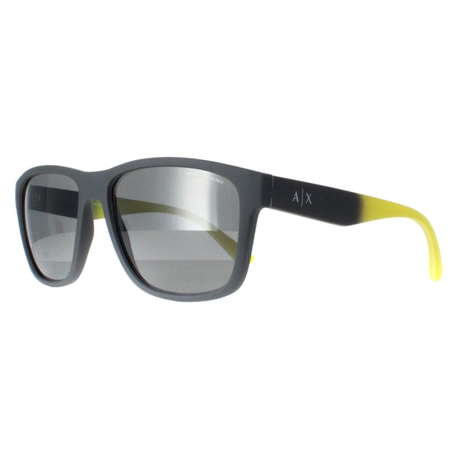 Armani Exchange Square Mens Matte Grey Grey Mirror Silver AX4135S  Sunglasses feature a sleek, modern frame design crafted from high-quality acetate, ensuring both durability and a lightweight, comfortable fit. The lenses provide full UV protection, safeguarding your eyes while offering exceptional visual clarity. The AX4135S model is characterized by its distinctive detailing and clean lines, embodying the chic, edgy aesthetic that Armani Exchange is renowned for.