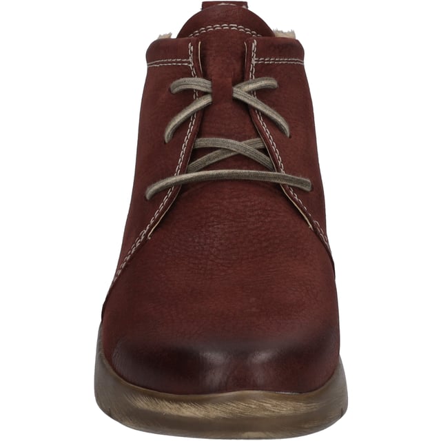 Gefertigt ist unsere Stiefelette aus langlebigem Nubuk-Leder, was dem Schuh eine besonders angenehme Haptik gibt. Diese Stiefelette ist für den Herbst mit hochwertigem Textil warm gefüttert. Die praktische Schnürung gibt dem Fuß beim Gehen und Stehen viel Halt. Die TopDryTex-Membran bietet zugleich warme als auch trockene Füße. Unser Modell hat eine herausnehmbare Sohle damit Du gegebenenfalls Deine eigenen Einlegesohlen nutzen kannst. Die Machart Strobel wird normalerweise für Sneaker verwendet weshalb sie den Schuh besonders leicht macht. Weite G ist die Komfortweite für alle normal gebauten Füße. Das alltagstaugliche Modell Conny 56 gibt Dir die Freiheit – Deinen Weg zu gehen.