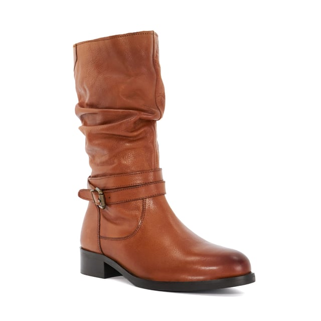 Crafted from premium leather, elevate your cold-weather collection with our Tasa mid-calf boots. Featuring a low block heel and ruched leather detailing, this style can be worn with everything from skinny jeans to tiered maxi skirts.