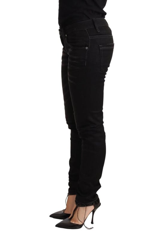 Brand: ACHT
  Condition: Brand new with tags
  Material: Cotton
  Color: Black washed
  Fit: Slim fit
  Waist: Low waist
  Style: Skinny denim
  Closure: Zipper and button
  Features: Logo details
  Gender: Women