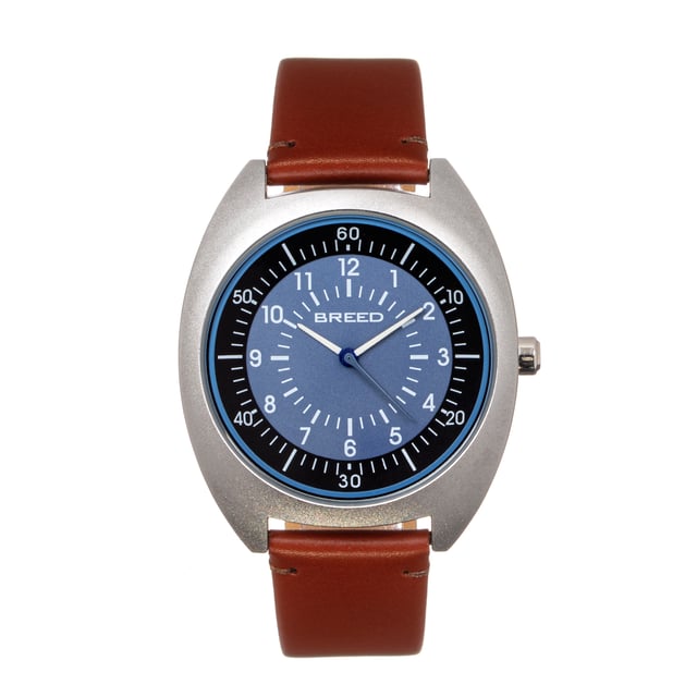 Matte Alloy Case; Japanese Seiko PC21S Quartz Movement; Non-Glare Scratch-Resistant Mineral Crystal; Logo-Engraved Stainless Steel Caseback; Genuine Leather Strap; Logo-Engraved Stainless Steel Clasp; Luminous Hands; 43mm Diameter; 5 ATM Water Resistance;
