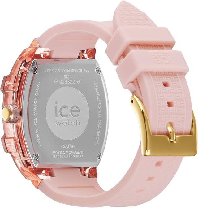 This Ice Watch Ice Boliday - Light Pink Analogue Watch for Women is the perfect timepiece to wear or to gift. It's Pink  Tonneau case combined with the comfortable Pink Silicone watch band will ensure you enjoy this stunning timepiece without any compromise. Operated by a high quality Quartz movement and water resistant to 5 bars, your watch will keep ticking. Set yourself apart with the ICE boliday - Light pink plastic. This watch features a soft pink hue that adds a warm, chic touch to your wrist. This Analogue watch has a  function: Luminous Hands and Luminous Numbers High quality 19 cm length and 19 mm width Pink Silicone strap with a Buckle Case measurement: 36 X 47 mm,case thickness: 12 mm, case colour: Pink and dial colour: Pink