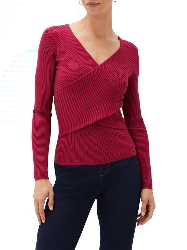 Wrap yourself in warmth with the raspberry-hued Lelyah Knit Top - a stylish, cozy must-have for chilly days.