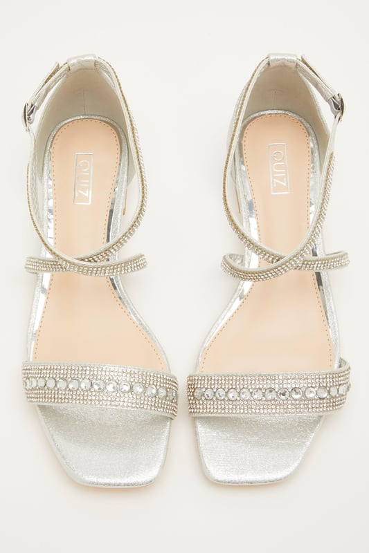 Quiz silver cross strap sandals discount