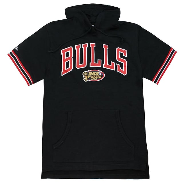 Mitchell & Ness Chicago Bulls  Black Mens Hooded T-Shirt FPHDMG18037 CBUBLCK1
