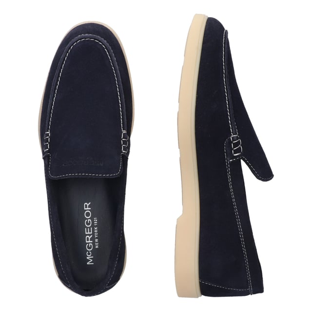 McGregor loafers voor heren. De schoenen zijn gemaakt van hoogwaardig leer. De sneaker heeft een uitneembare EVA binnenzool, wat zorgt voor een lekkere demping.  Merk: McGregorModelnaam: LewisCategorie: heren schoenenMaterialen: leerKleur: navy blauw