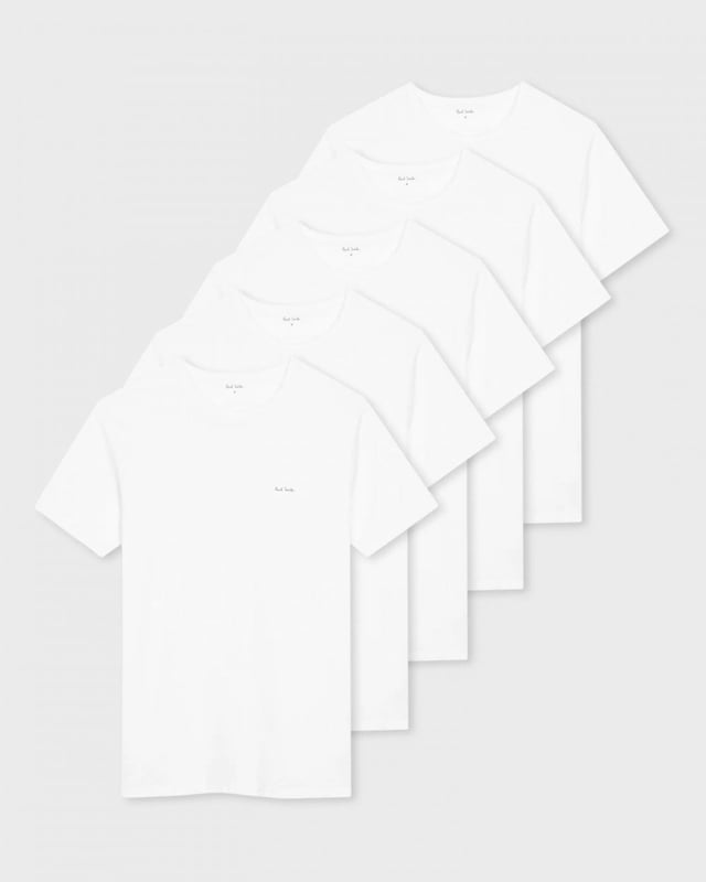 Made from 100% organic cotton, this five pack of mixed colour crew neck T-shirts feature a small Paul Smith logo print on the chest and inside the collar. Designed for a comfortable fit, this loungewear essential will seamlessly elevate your everyday wardrobe.

100% Organic Cotton

M1A-389-M5PK