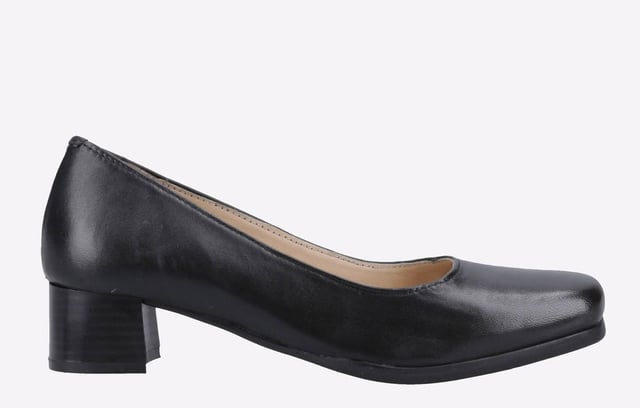 A time-honoured lovable classic with genuine leather uppers and dynamic square toe. Walford is a conventional womens slip-on court shoe with medium block heel for added height.
  - Leather upper and soft leather lining. - Full leather footbed and deeply padded instep. - Durable and flexible synthetic outer sole. - Flattering 40mm heel for extra height.