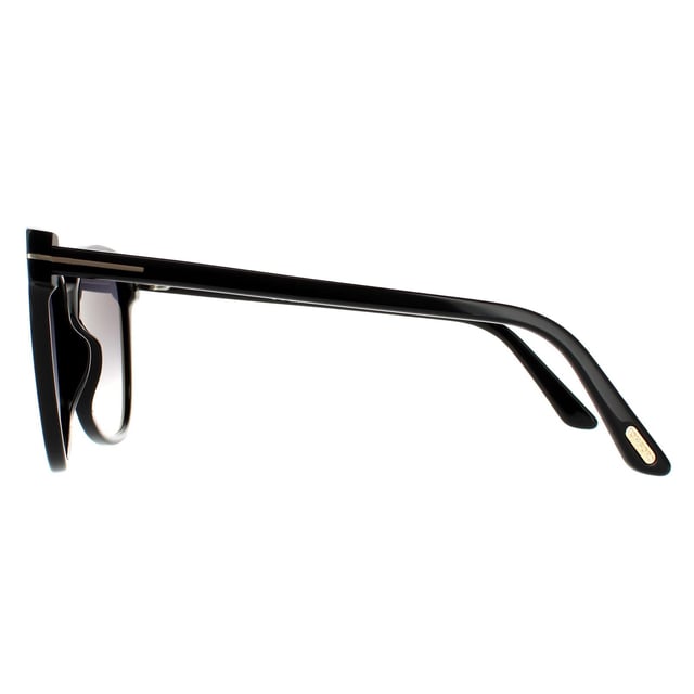 Tom Ford Cat Eye Womens Shiny Black Grey Gradient  Ani FT0844 are a cat eye shape crafted from lightweight acetate.   They are superbly enhanced with tweaks at the corners which are enhanced with the signature Tom Ford "T" emblem. The Tom Ford logo also appears on the left lens for added authenticity.