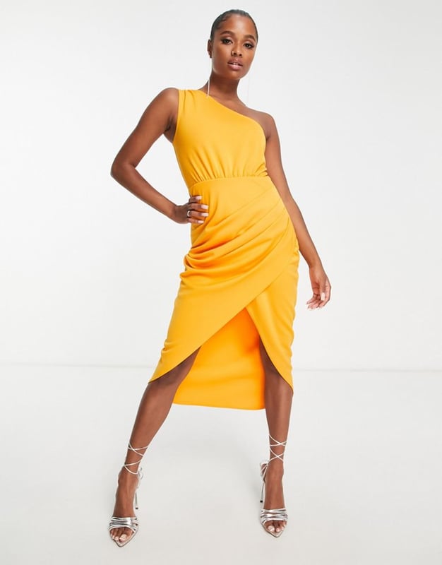 Asos yellow one shoulder dress sale