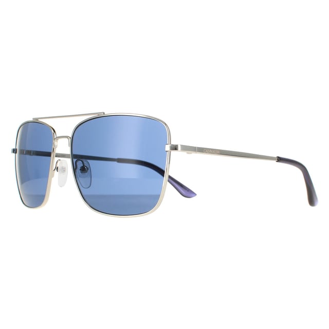Calvin Klein Square Mens Silver Smoke Grey CK19136S  Sunglasses are a modern square style crafted from lightweight metal. The silicone nose pads and double bridge ensure an all round comfortable fit. Slender temples feature the Calvin Klein logo for authenticity.