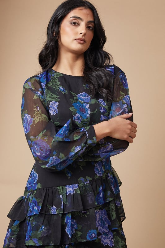 sachin and babi light blue dress Buy Friends Like These Black Floral Chiffon Short Sleeve Midi Dress from  Next Bosnia and Herzegovina
