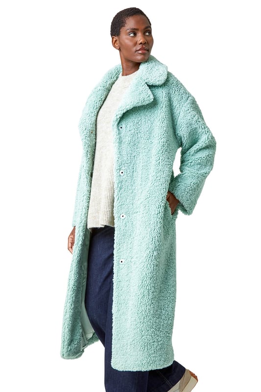 Longline borg coat topshop shop