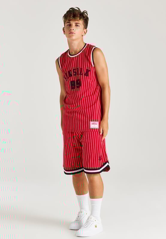 inchSikSilk Retro Classic Basketball Vest  RedRegular fitSoft touch fabricAppliqueSikSilk logoCrew neckContrast neck and arm tapeSikSilk branded woven badgeMachine wash95% Polyester 5% Elastane inch