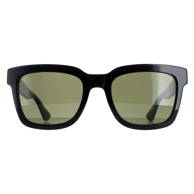 Gucci GG0001SN 002 zwart en groen met rode streep groene zonnebril heeft een slimme vierkante stijl frame gemaakt van dik acetaat. Veelzijdig en gemakkelijk te dragen voor elke gelegenheid met Gucci tekst branding op elke tempel.