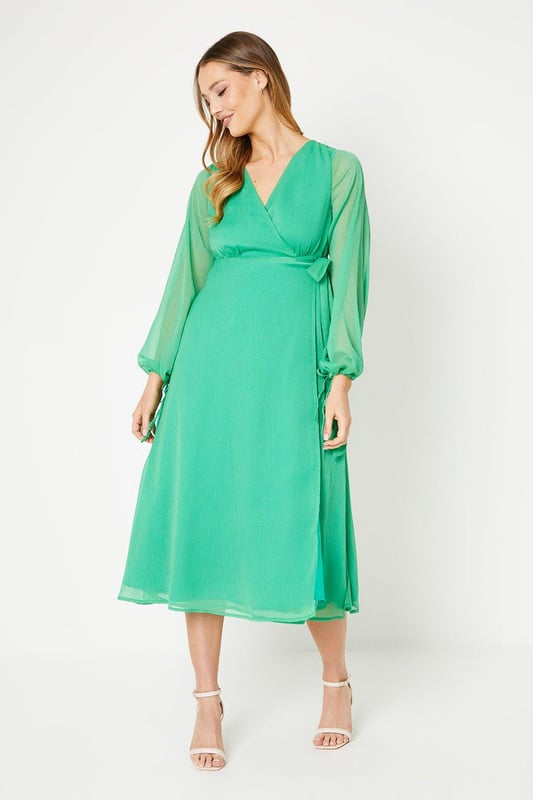 Chiffon and Lace Short Dress with Open Back Green main image 0