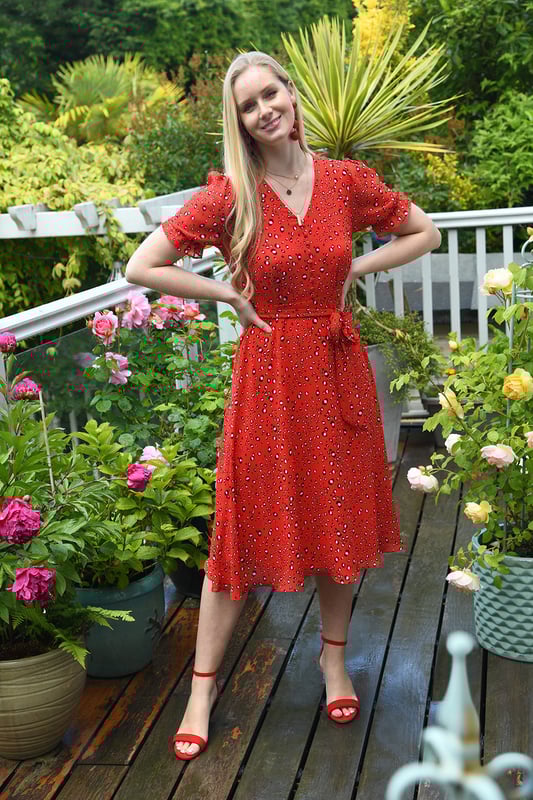 Red mini tea dress outlet