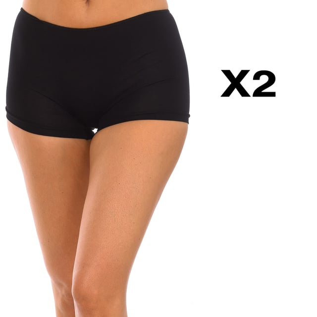 Pack-2 Culottes de microfibra Q-EN.
Color Negro
Ribetes en los contornos.
Tejido elástico y transpirable.
Costuras vistas a tono.

Composición:  95% Bamboo, 5% Elastano

Lavar a temperatura máx. 30º.
- No usar lejía.
- No usar secadora.
- No planchar.
- No lavar en seco.