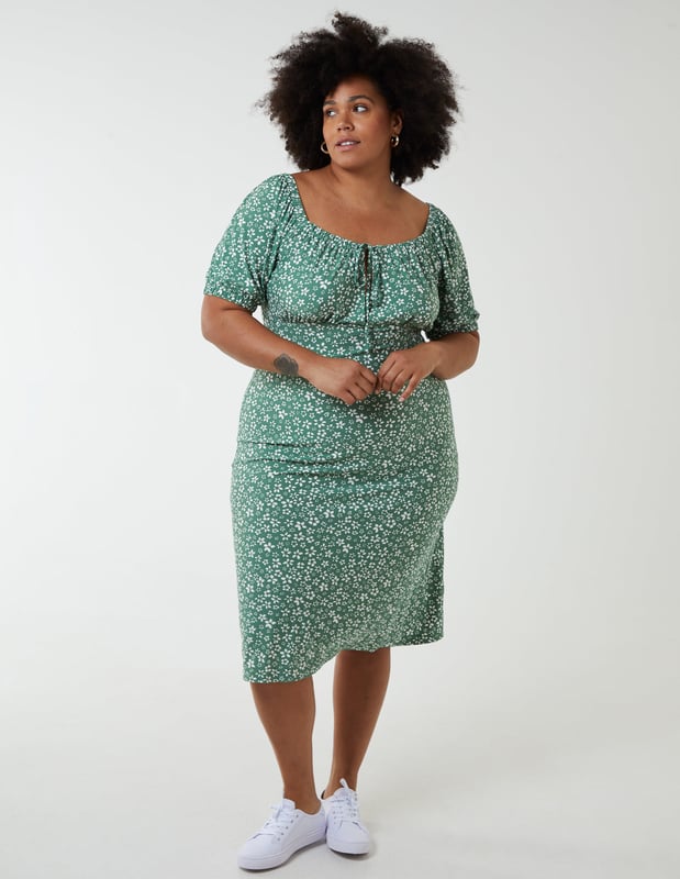 Stretch crepe midi online dress