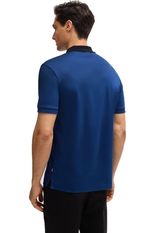 This sleek, slim-fit polo shirt from BOSS Menswear offers a contemporary take on a timeless classic. The contrasting collar adds a touch of sophistication, while the mercerized finish ensures exceptional softness.
Crafted with organic cotton, this shirt is not only stylish but also environmentally friendly.
Key Features:

Slim fit
Polo collar
2-button placket
Short sleeves
Flat-knit cuffs
Standard length