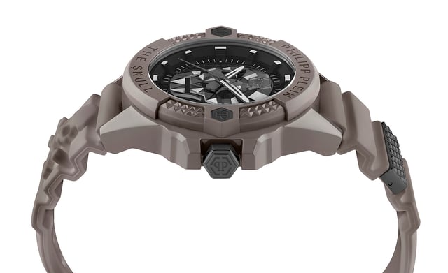 This Philipp Plein The $kull Ecoceramic Analogue Watch for Men is the perfect timepiece to wear or to gift. It's Taupe 44 mm Round case combined with the comfortable Taupe Silicone watch band will ensure you enjoy this stunning timepiece without any compromise. Operated by a high quality Quartz movement and water resistant to 5 bars, your watch will keep ticking.