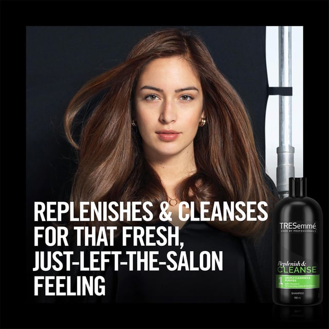 Tresemme Deep Cleansing Shampoo, infused with multivitamins, gently cleanses away build-up and impurities that can weigh the hair down and diminish its natural shine. Gentle enough for daily use, so you can reveal fresh, clean, purified hair every day. 
Tresemme Deep Cleansing Shampoo is a classic shampoo that refreshes hair for added body and shines and contains a clarifying formula for removing build-up and impurities. Clarifying shampoo gently removes build-up and heavy residue that diminishes hair's shine for that just-left-the-salon feel.

Features:

Tresemme Cleanse and Replenish Deep Cleansing Shampoo gently remove build-up that diminishes hair shine.
Washes hair of the residue from waxes, pomades, creams, sprays, and more.
Formula enriched with vitamin C.
Gentle enough for daily use.
Coat hair with a liberal amount of clarifying shampoo and gently massage the scalp and roots with your fingertips to work into a lather.
Lightly squeeze the shampoo from roots to ends and rinse thoroughly, finish with Tresemme Cleanse and Replenish Remoisturize Conditioner.

How to USE: 

Apply to wet hair from roots to ends.
Work into a lather and gently massage the scalp.
Rinse thoroughly.
Follow with TRESemmé Remoisturize Conditioner.
Style with your favourite TRESemmé products.
In case of contact with eyes, rinse thoroughly with water

Ingredients: Aqua, Sodium Laureth Sulfate, Cocamidopropyl Betaine, Sodium Chloride, Parfum, Sodium Benzoate, Citric Acid, Polyquaternium-10, Disodium EDTA, PPG-9, Sodium Hydroxide, Panthenol, Ascorbic Acid, Tocopheryl Acetate, Citrus Tangerina Peel Oil, Niacinamide, Biotin, Hexyl Cinnamal, Limonene, Linalool, CI 61570.

Package Includes: 4x Tresemme Multi-Vitamin Deep Cleansing Shampoo, 900ml