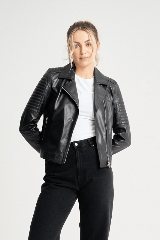 Barney's original quilted real leather biker jacket best sale