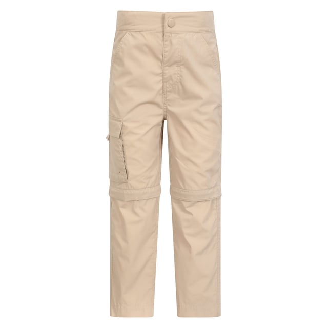 Outer Materials: 65% Polyester, 35% Cotton. Design: Plain. Fastening: Button, Zip Fly. Fabric Technology: Breathable, Fade Resistant, Lightweight, Quick Dry, Shrink Resistant, Soft. Zip-off Legs. Pockets: 2 Side Pockets, 1 Thigh Pocket, Flap Closure, 2 Back Pockets.